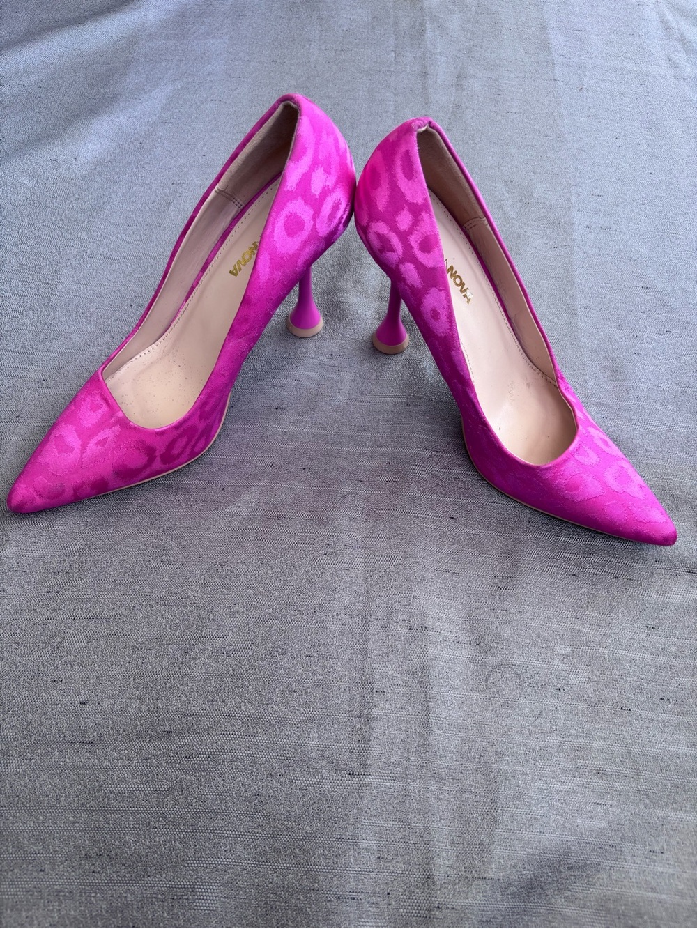 Pink Leopard Satin Pointed-Toe Pumps Size 9
